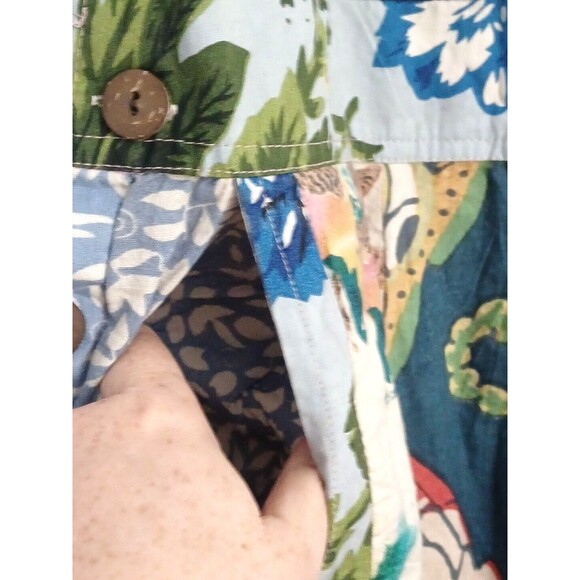 NWT Rahab's Rope Kantha Wide Leg Pants Botanical Motif Patchwork Printed Overall - Picture 5 of 15
